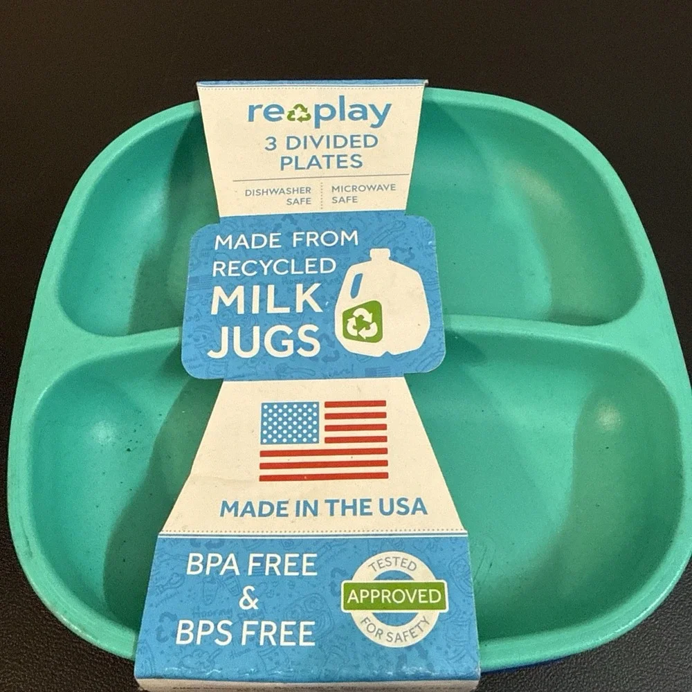 RePlay Kid Friendly Divided Plate Dish Hard Plastic    set  box fc